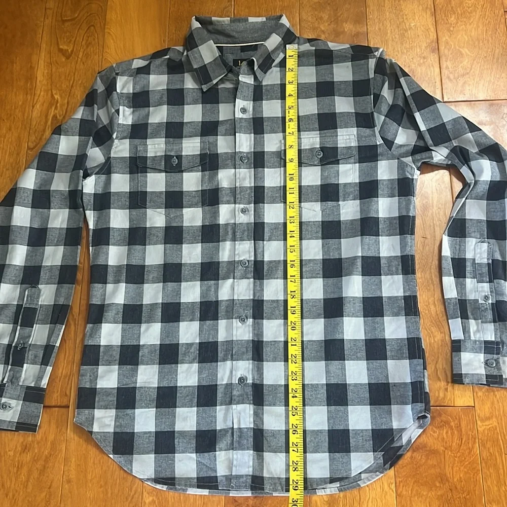 Lee Men's Black and White Buffalo Plaid Checkered Shirt Size Medium Casual - Picture 5 of 8